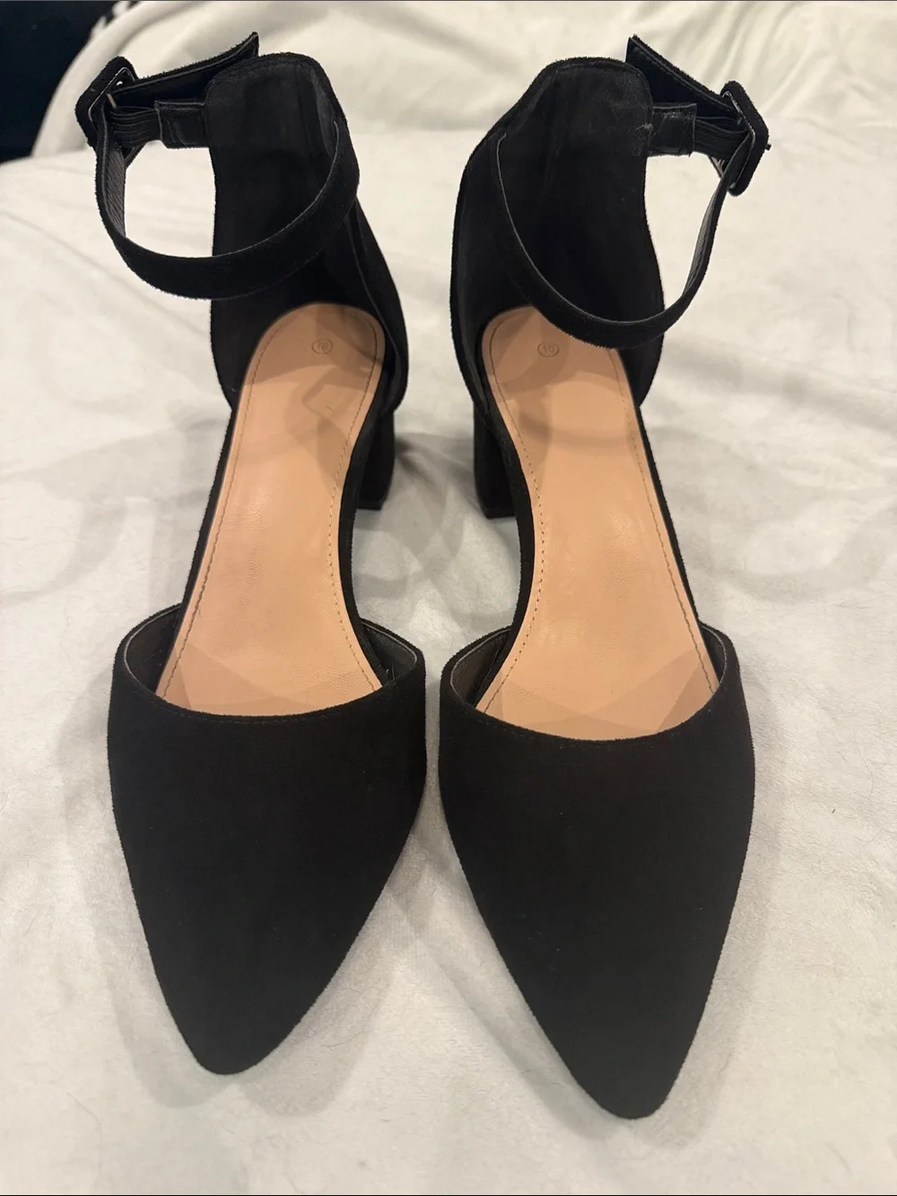 Black Ankle-Strap Pointed-Toe Women's Heels